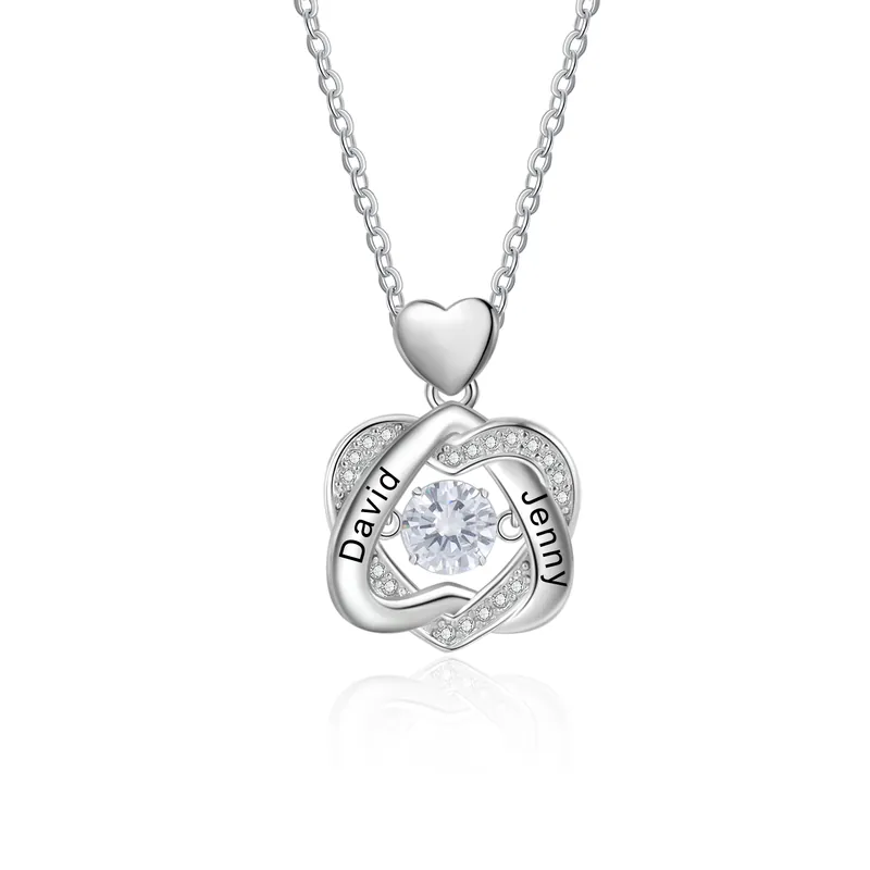 À ma Maman-Collier pierre dansante Pendentif cœur 2 Prénoms Personnalisé avec 1 Pierre De Naissance Prix Choc