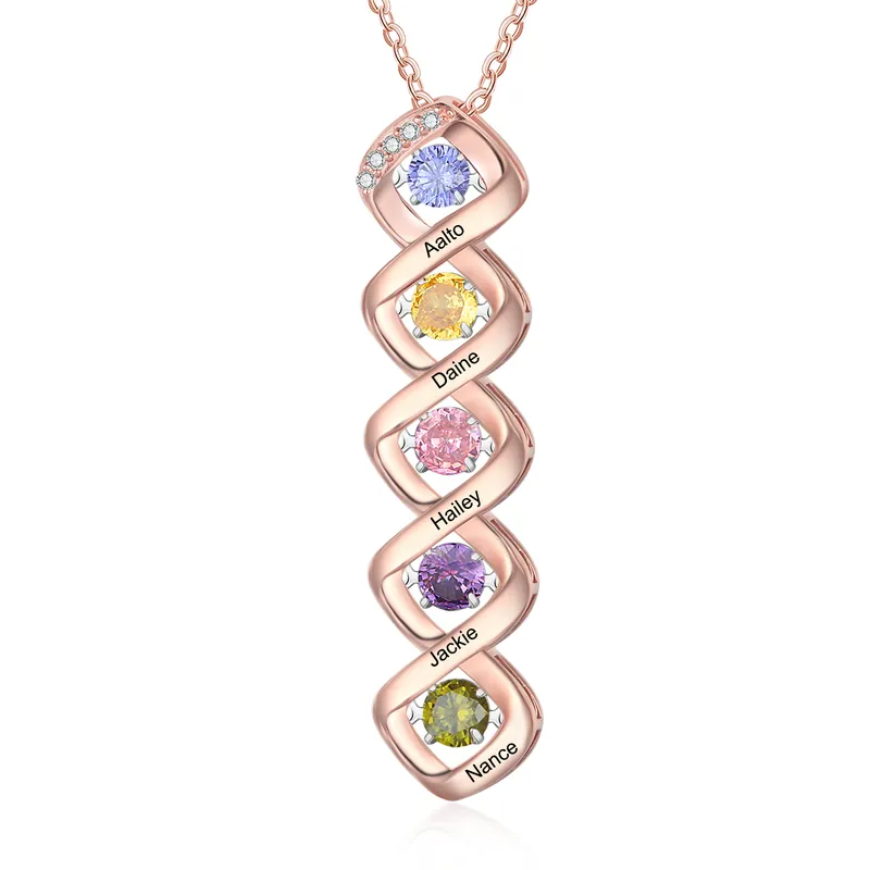 Collier pierre dansante 5 Prénoms Personnalisé avec 5 pierres naissance Bon Marché