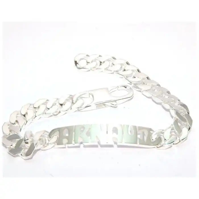 Gourmette Argent maille serréeprénom découpé Original