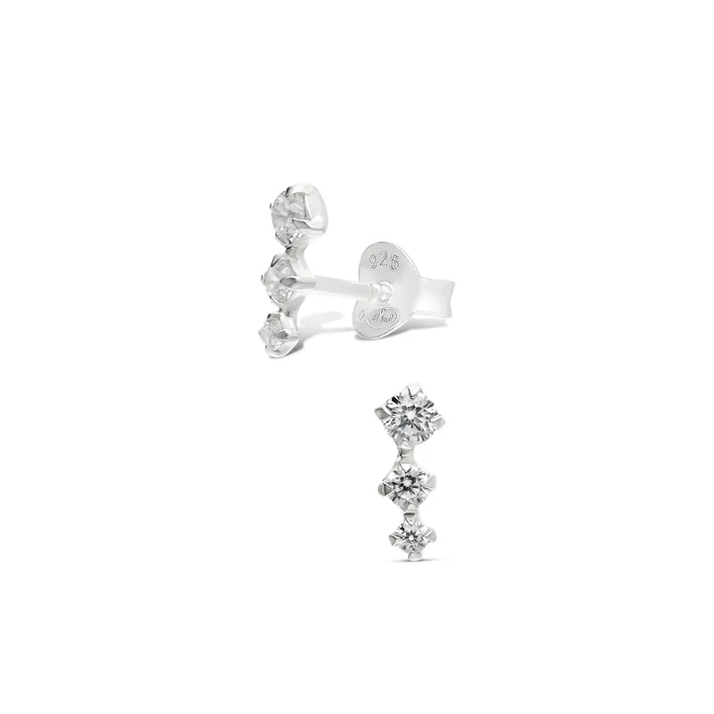 Boucles Incurvées 3 Oxydes 2.5MM En Argent 925 Exclusif