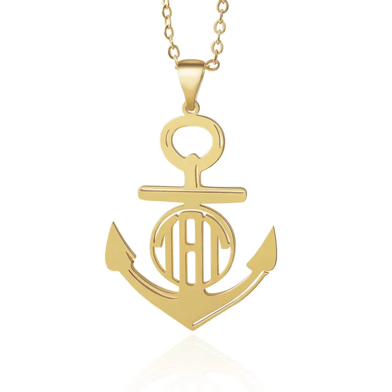 Gros Lot Collier d'ancre marine nautique Pirate ancre pendentif 1 lettre Personnalisés