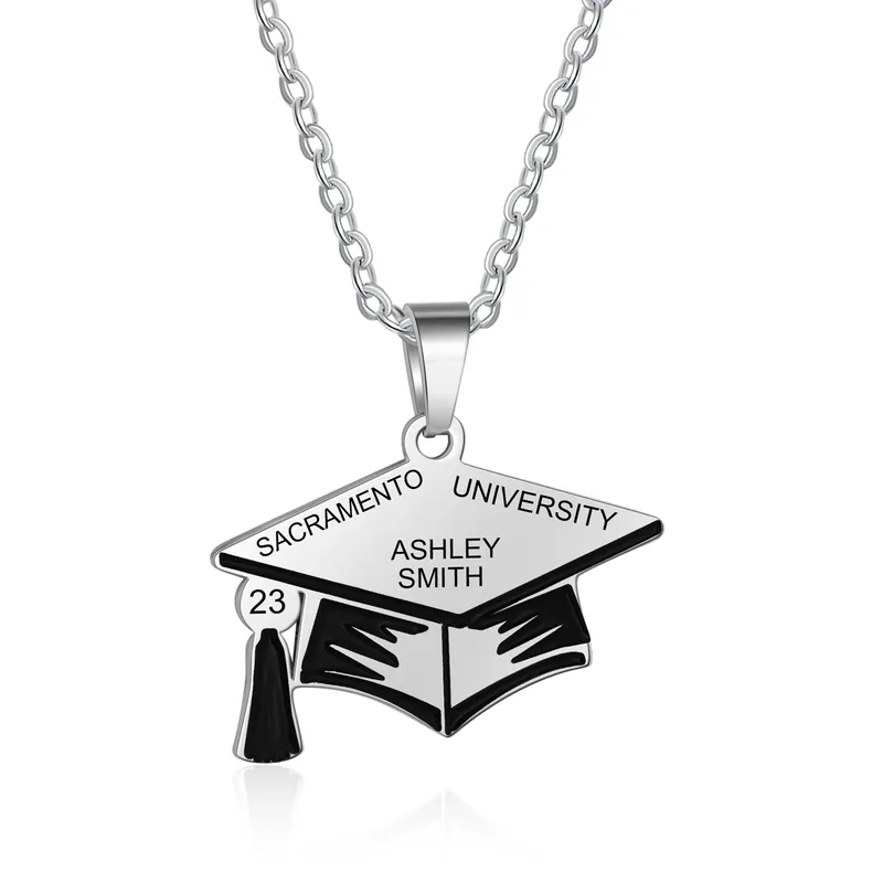 Soldes Collier Diplômé 3 Texte Personnalisé avec numéro