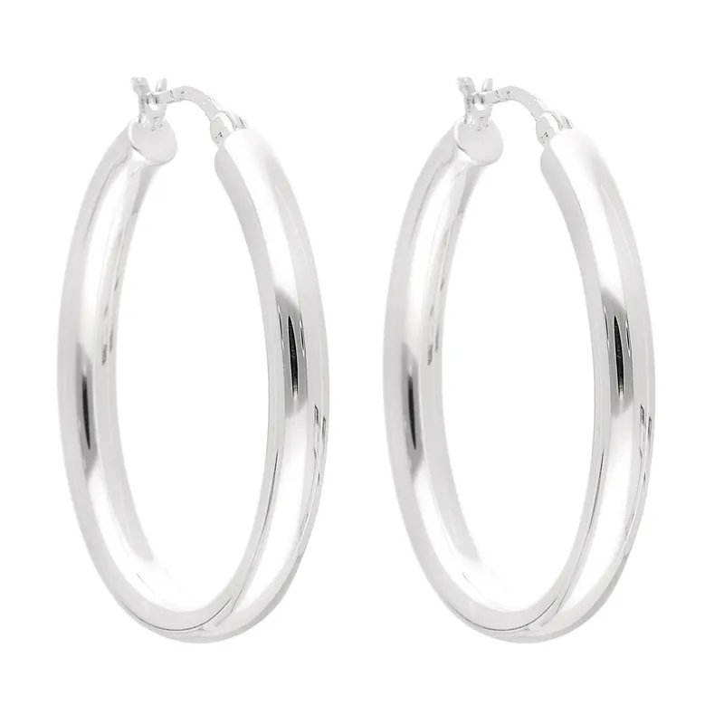 Authentique CREOLES OVALES TUBE ROND 20 MM ARGENT 925
