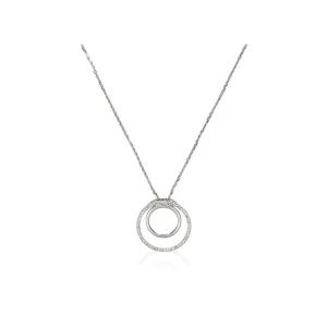Prix Bas Pendentif Or Blanc 375/1000 Double cerceaux Diamant 0,11ct