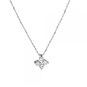 Prix Bas Pendentif Or Blanc 375/1000 Fleur de diamants Diamant 0,05ct