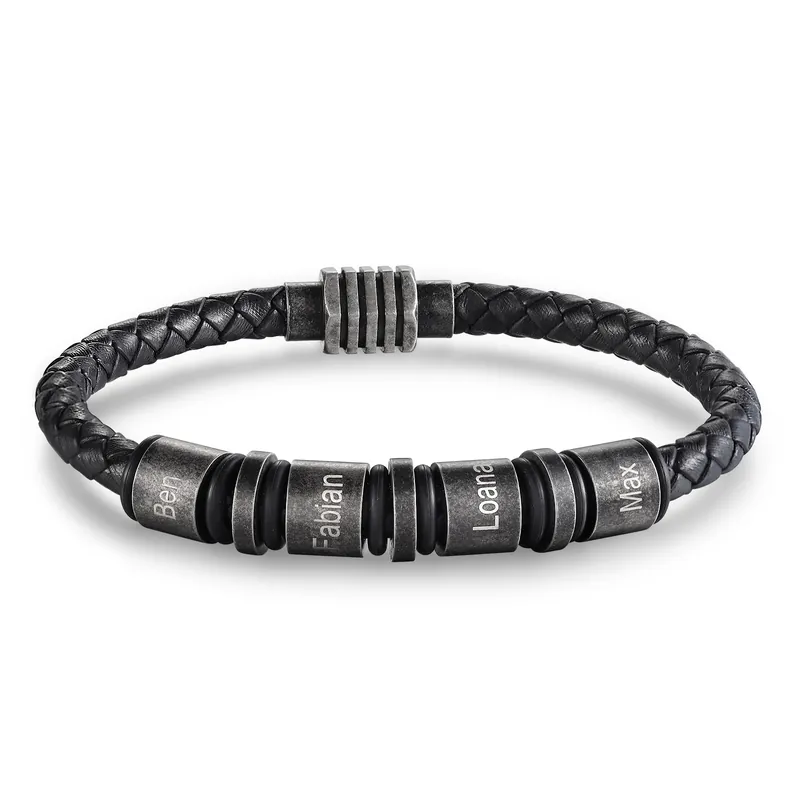 Bracelet Homme 4 Prénoms Personnalisés Premium