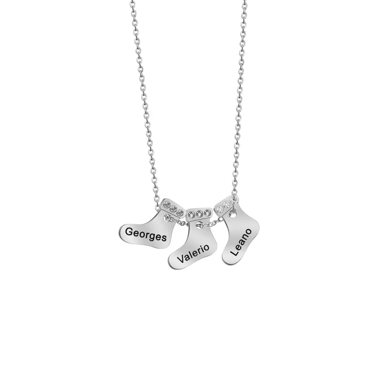 Offre Du Jour Collier Chuassettes de Noël 3 Prénoms Personnalisés