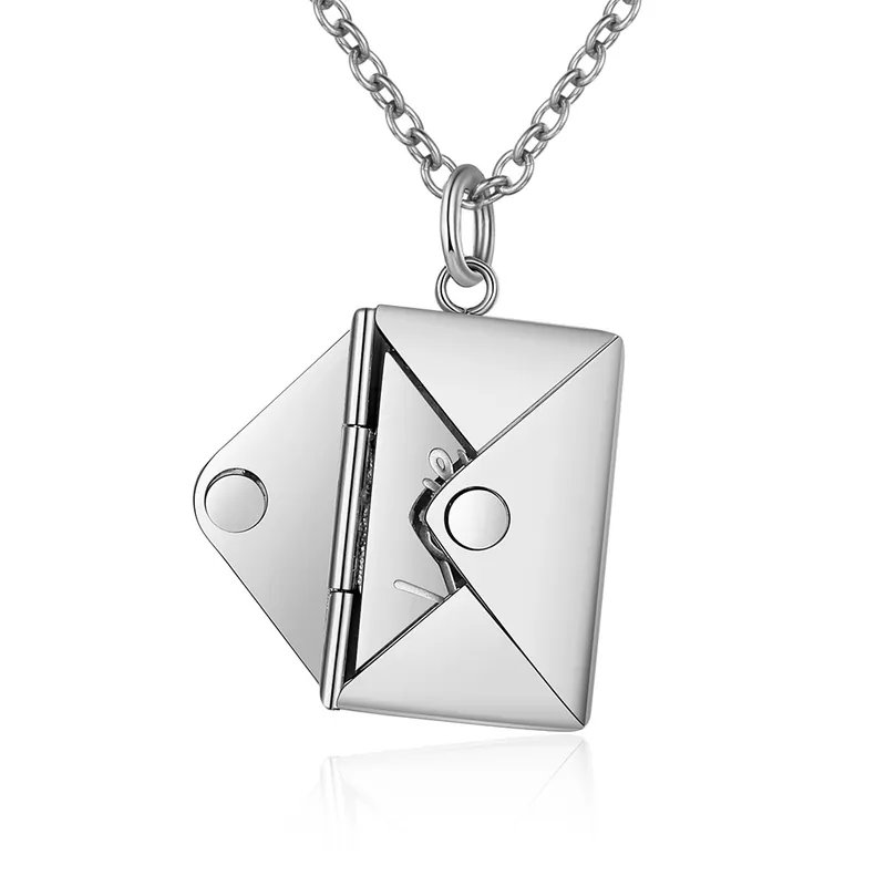 Collier Enveloppe 1 Texte et Photo Personnalisés Collier Pendentif Livraison Gratuite