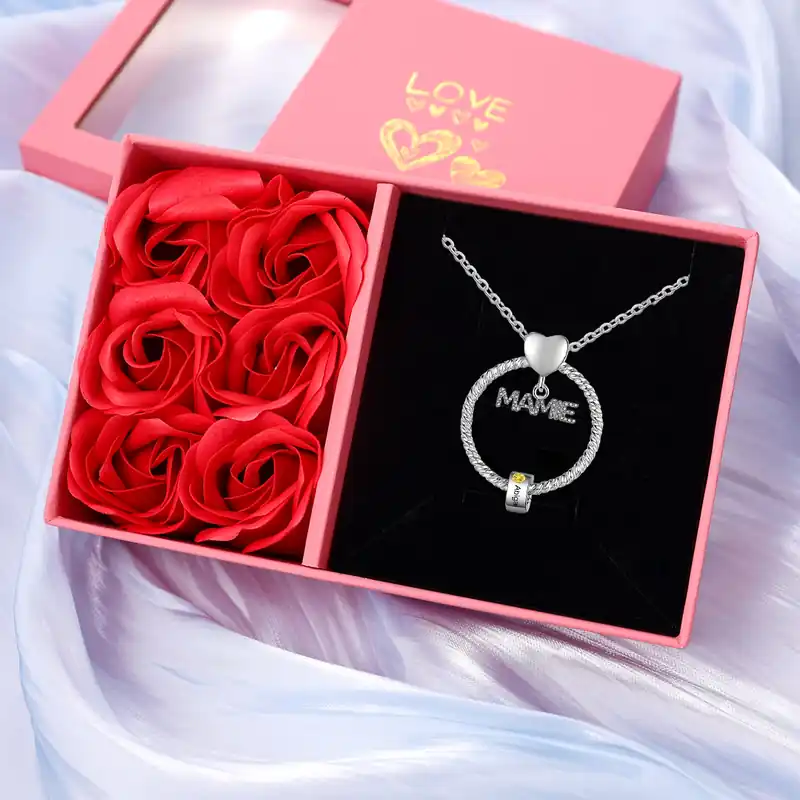 Quantité Limitée À ma Mamie - Collier Personnalisé Pendentif 1 Prénom avec Pierre de naissance|Jessemade