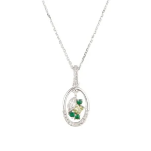 Prix Promo Pendentif Or Blanc 375/1000 "Lac d'emeraude"