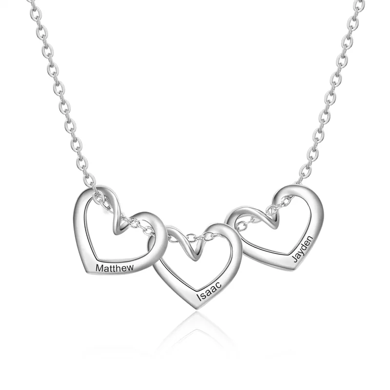 Collier Coeur pendentif 3 Prénom Personnalisé|Jessemade Offre Limitée
