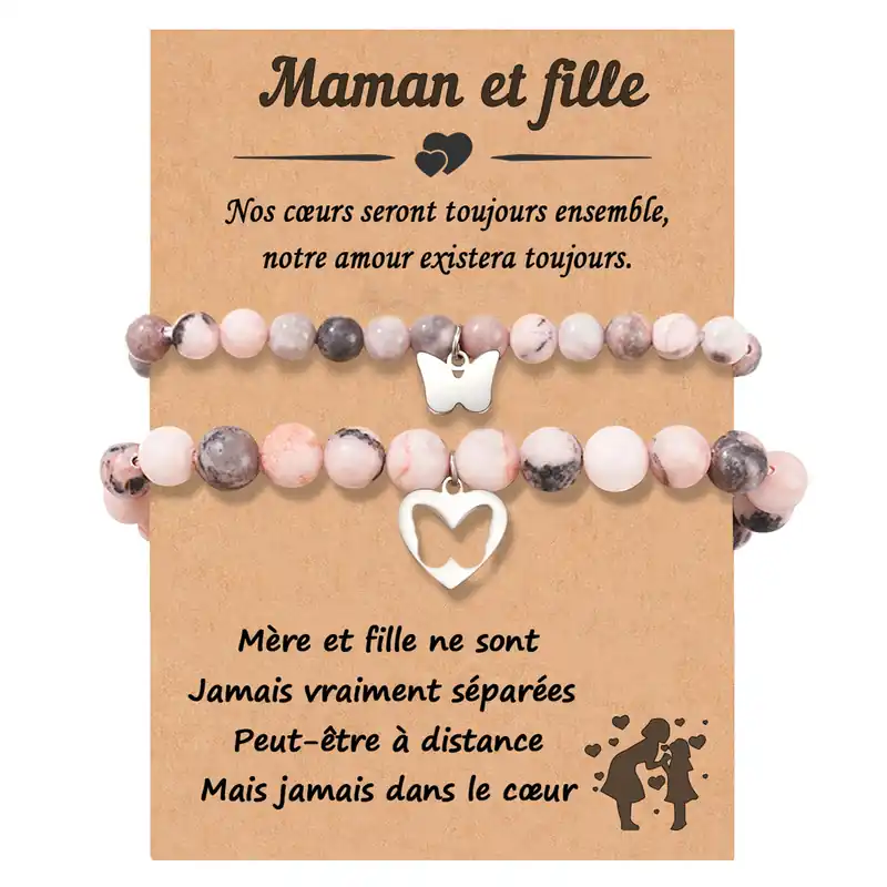 À Ma Fille - Bracelet en Commun 2PCS Bracelets Papillon Cadeau Rentrée Scolaire|Jessemade Promotion