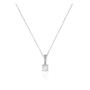 Retour Gratuit Pendentif Or Blanc 750/1000 "Eternelle" Diamants 0,10ct/1 + 0,02ct/4