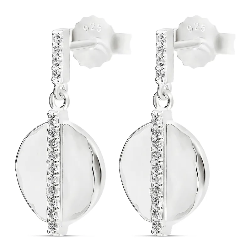 Paiement Sécurisé Boucles Pendantes Pastille Martelée et Tige Oxyde en Argent 925