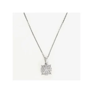 Prix Promo Pendentif Or Blanc 375/1000 Marguerite Diamant 0,10/7