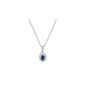 Top Qualité Pendentif Or Blanc 375/1000 "Abysse"Diamant 0,1/35 Saphir 0,38/1