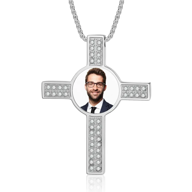 Collier Croix Collier Personnalisé avec Prénom et Photo pour Homme|Jessemade Original