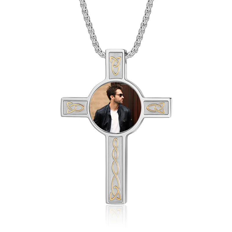 Must-Have Collier Croix Collier Personnalisé avec Prénom et Photo Noir/Argent|Jessemade