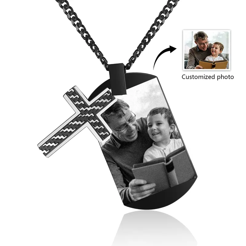 Collier Croix Collier Personnalisé Homme avec Texte et Photo|Jessemade Réduction