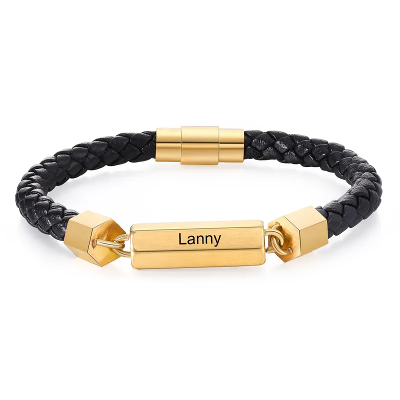 Soldes À Mon Homme Bracelet 1 Prénom Personnalisé Bracelets Personnalisé Hommes Or noir argent | Jessemade