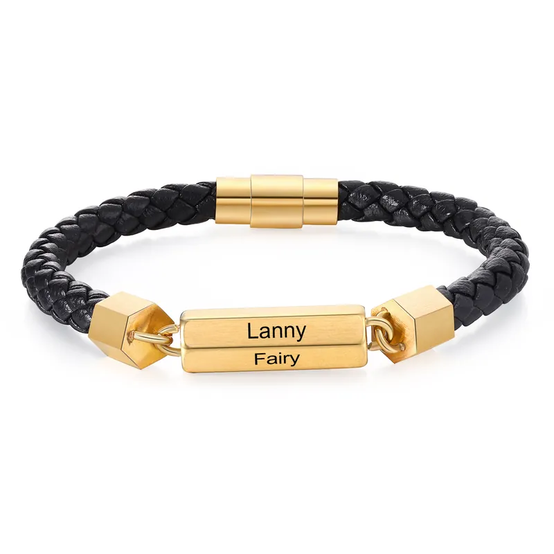Commande En Gros À Mon Homme Bracelet 3 Prénoms Personnalisés Bracelets Personnalisé Hommes Or noir argent| Jessemade