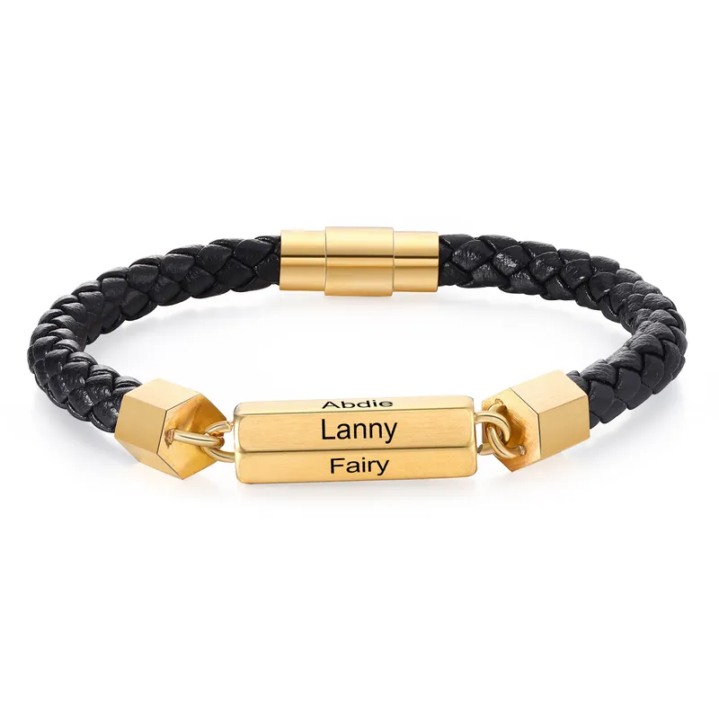 À Mon Homme Bracelet 6 Prénoms Personnalisés Bracelets Personnalisé Hommes Or noir argent| Jessemade Expédition Rapide