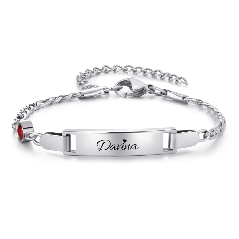 À Ma Marraine Bracelet/cheville Gourmette bébé enfant 1 Prénom Personnalisés Bracelet Pierre De Naissance|Jessemade Premium