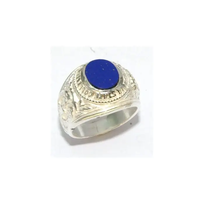 Chevaliere en argent massif universitaire avec lapis lazuli Édition Limitée