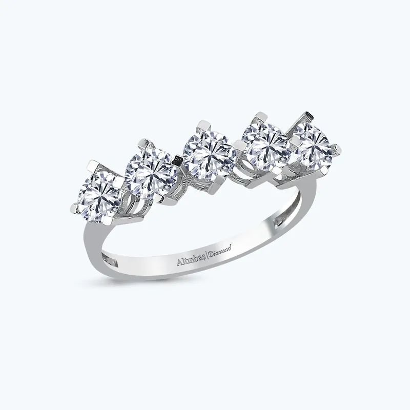 Bague de fiançailles en or avec cinq pierres Satisfait Ou Remboursé
