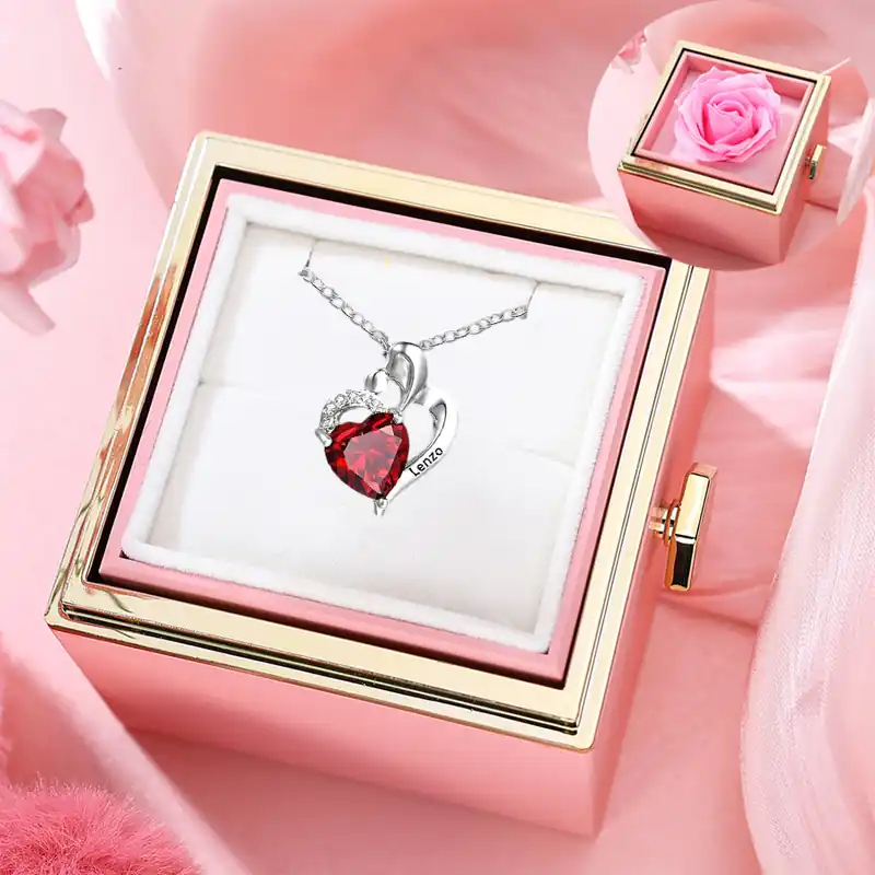 Haute Qualité À Ma chérie Collier coeur 1 Prénom Personnalisé avec pierre de naissance Collier Personnalisé Cadeau pour femme| Jessemade