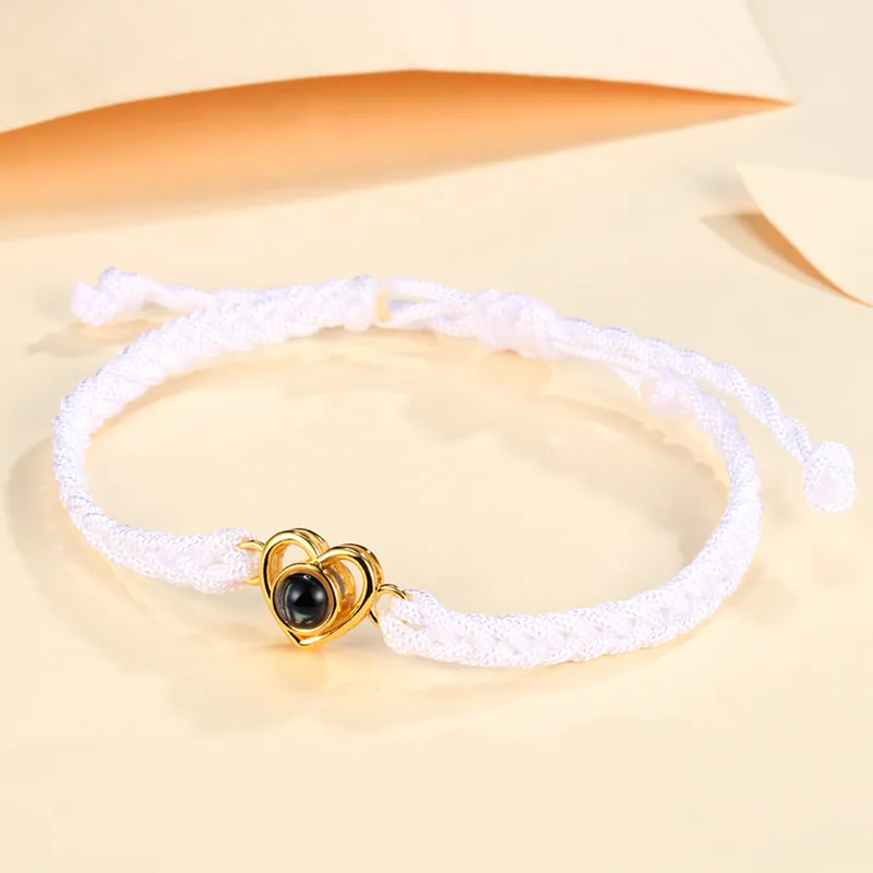 Bracelet Projection de Pierres 1 Photo Personnalisée Blanc rose bleu et noir Bracelet Projection | Jessemade Tendance