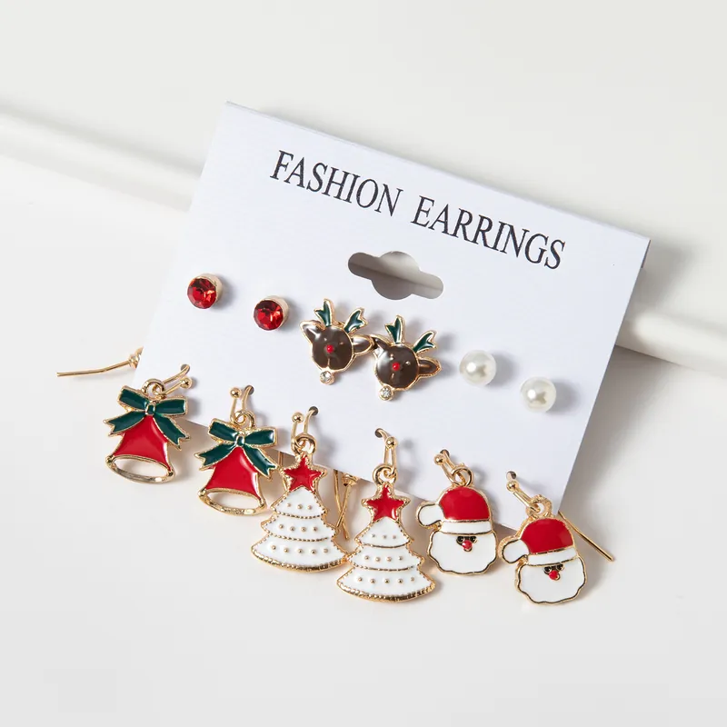 Set de Boucles d'Oreilles de Noël avec Clochettes, Père Noël, Arbres et Perles Cadeau pour femme | Jessemade Expédié Aujourd’hui
