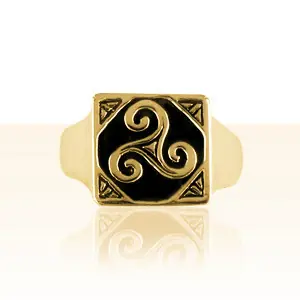 Acheter Direct Chevalière Plaqué Or TRISKELL CARREE GM | BIJOUX BRETONS & CELTES | MADILAR