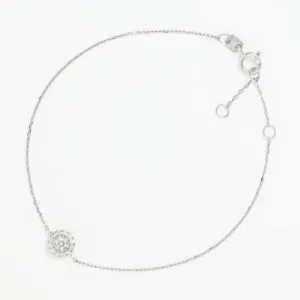 Top Vente Bracelet Or Blanc 375/1000 "Mini Rond" Diamant 0,07/19