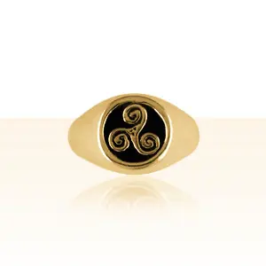 Quantité Limitée Chevalière Plaqué Or TRISKELL RONDE | BIJOUX BRETONS & CELTES | MADILAR