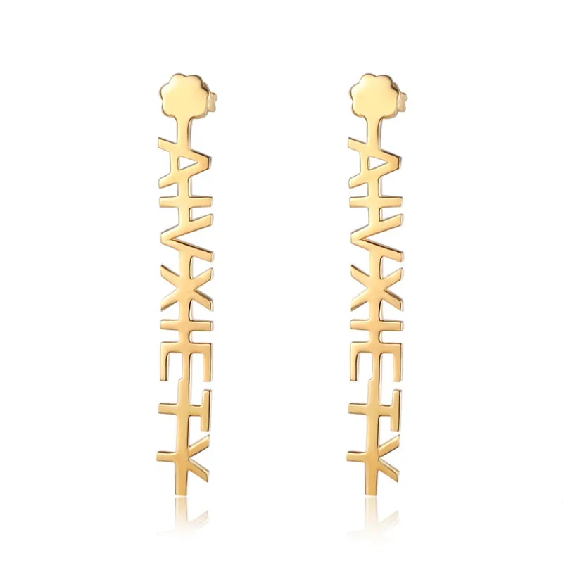 Livraison Gratuite Boucle d'Oreille Prénom Personnalisés pour Femme Cadeau Maman Fille Anniversaire