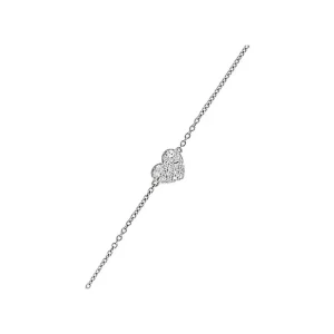 Top Vente Bracelet Or Blanc 750/1000 Coeur Diam's passion Diamant 0,08ct