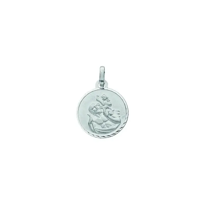Solde Médaille saint-christophe Or blanc 750/1000e ronde D.14mm 1.30grs