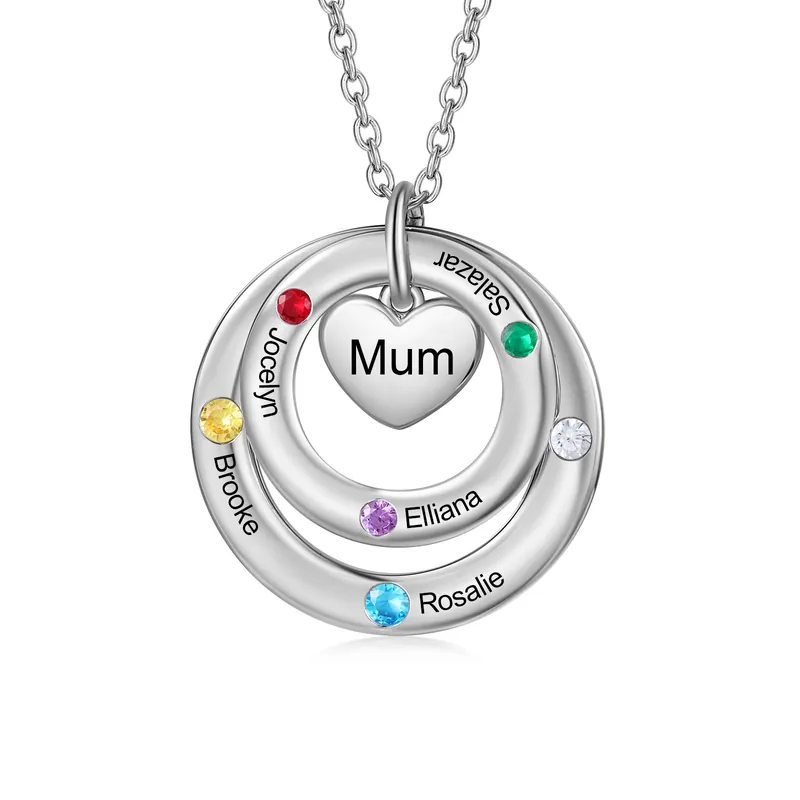 À Maman - Collier Personnalisé avec 5 Prénoms et 5 Pierres de Naissance Collier Personnalisable pour Femme|Jessemade Prix Choc