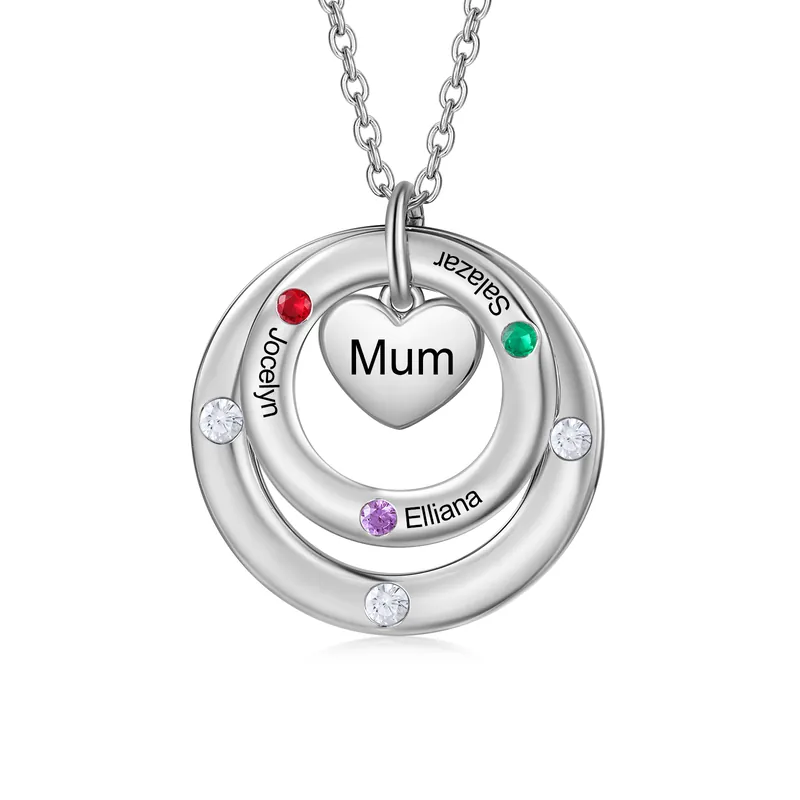 À Maman - Collier Personnalisé avec 3 Prénoms et 3 Pierres de Naissance Collier Personnalisable pour Femme|Jessemade Promotion