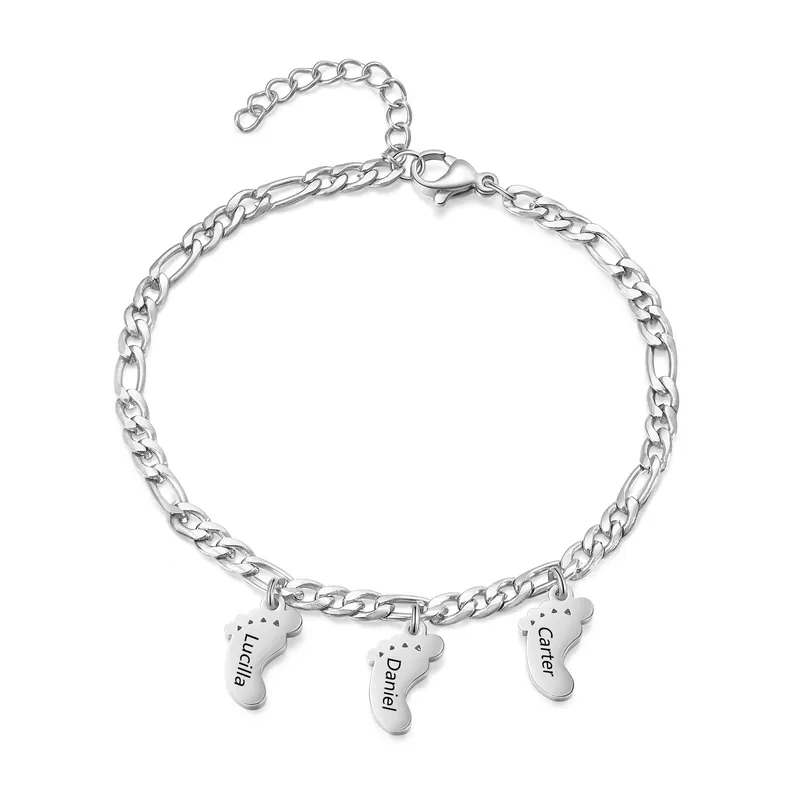 Produit De Marque Bracelet Personnalisé avec 3 Prénoms et 3 pendentifs Bracelet Personnalisable | Jessemade