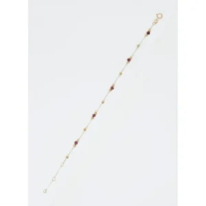 Premium Bracelet Or Jaune 375/1000 "Perles de pierre"Grenat Rhodolite 1,10/5