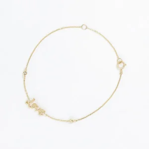 Top Vente Bracelet Or Jaune 375/1000 Diamant 0,04/2