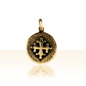 Vente Flash Médaille Plaqué Or FOND STRIEE CROIX OCCITANE DECOUPEE | BIJOUX OCCITANS | REGIONAUX | MADILAR