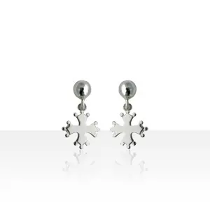 Boucles d'oreilles Argent BOULE/CROIX OCCITANE PLEINE PM | BIJOUX OCCITANS | REGIONAUX | MADILAR Offre Exclusive