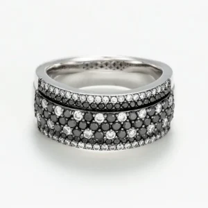 Prix Choc Bague Or Blanc 750/1000 Diamant Blanc 0,45/58 Noir 0,715/77