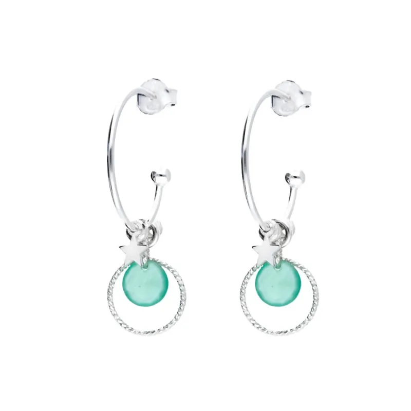 CREOLES FIDJI AVENTURINE Argent 925 Gros Lot