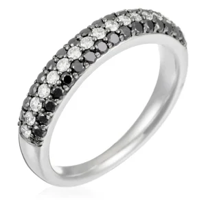 Soldes Bague "Ombrage" Diamant Noir 0,5/32 Blanc 0,27/17Or Blanc 750/1000