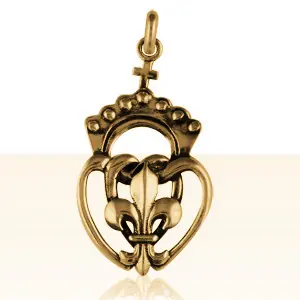 Meilleure Qualité Pendentif Plaqué Or COEUR VENDEEN 5/FLEUR DE LYS | BIJOUX VENDEENS | REGIONAUX | MADILAR