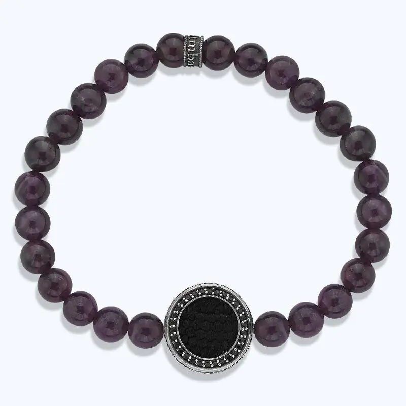 Marque Bracelet Homme en Argent avec Pierre d'Améthyste